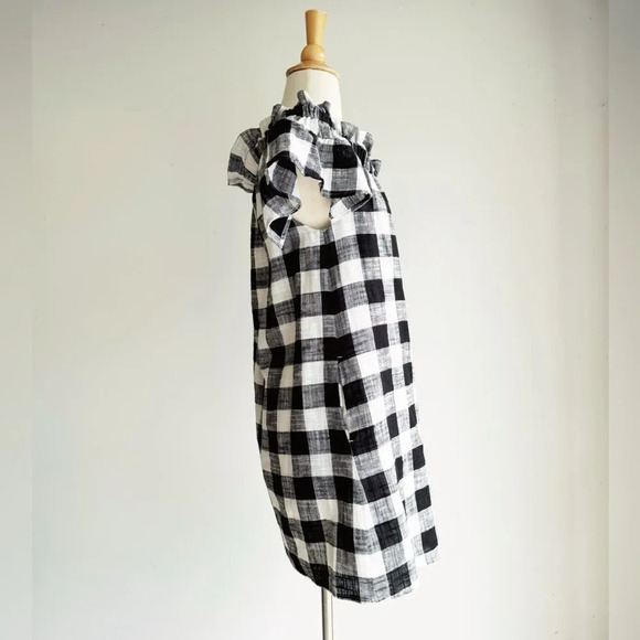 COREY LYNN CALTER | Black and White Linen Blend Gingham Dress | XS - Picture 3 of 5